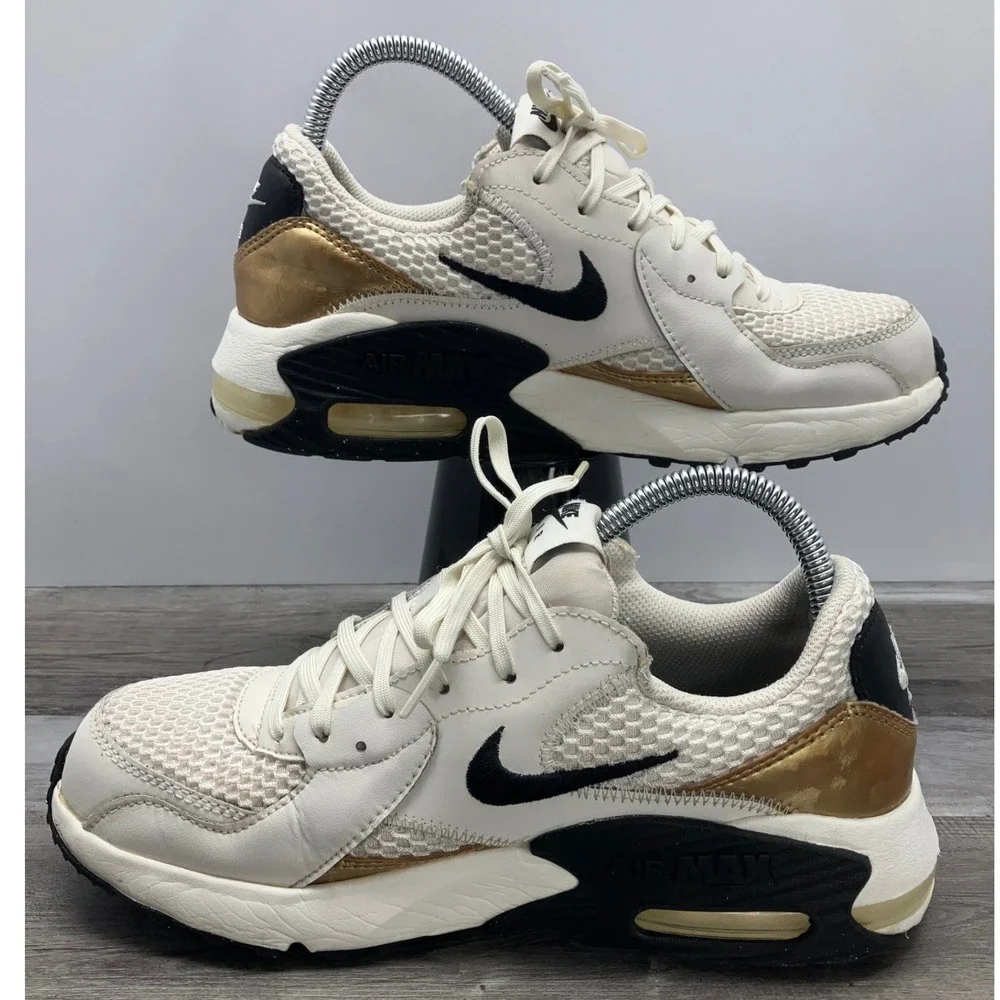 Nike Air Max Excee Womens 8.5 Sail Black Metallic Gold Sneakers DZ2619-001 - Picture 2 of 7